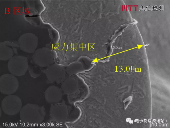 失效通孔B区域微观剖面结构