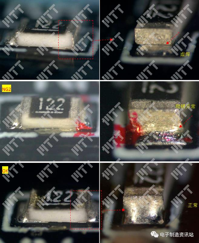 PCBA电阻焊点光学检查典型照片