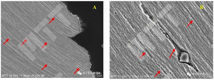 NG扭簧断口浸蚀后截面组织形貌